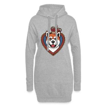 Joli dessin animé Akita Inu chien avec couronne et coeur - Sweat-shirt à capuche long Femme - gris chiné - Devant