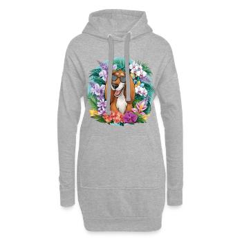 Lévrier afghan aux fleurs colorées - Sweat-shirt à capuche long Femme - gris chiné - Devant