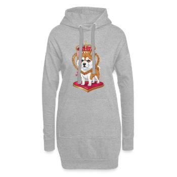 Joli dessin animé Akita Inu chien avec couronne et coeur - Sweat-shirt à capuche long Femme - gris chiné - Devant