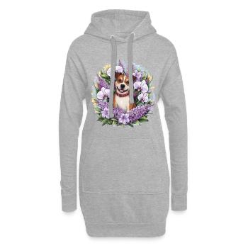 American Staffordshire Terrier mit Orchideen - Hoodie-Kleid - Grau meliert - Vorne