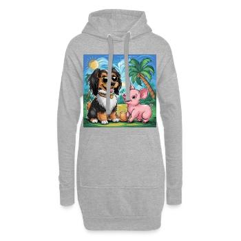 Chien havanais jouant avec un cochon pour les enfants - Sweat-shirt à capuche long Femme - gris chiné - Devant