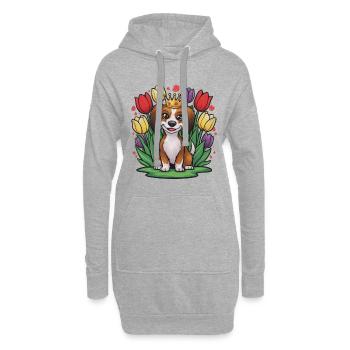 Sweet Nederlandse Kooikerhondje avec couronne, tulipes - Sweat-shirt à capuche long Femme - gris chiné - Devant