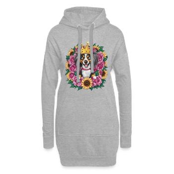 Sweet Nederlandse Kooikerhondje avec couronne, roses - Sweat-shirt à capuche long Femme - gris chiné - Devant
