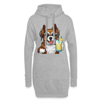 Löwchen mit Limonade - Hoodie-Kleid - Grau meliert - Vorne