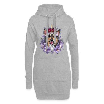 Norwegischer Elchhund im Cartoon Design - Hoodie-Kleid - Grau meliert - Vorne