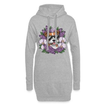 Norfolk Terrier mit Sonnenbrille und Orchideen - Hoodie-Kleid - Grau meliert - Vorne