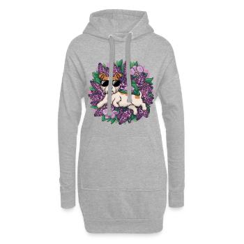 Norfolk Terrier mit Sonnenbrille und Orchideen - Hoodie-Kleid - Grau meliert - Vorne
