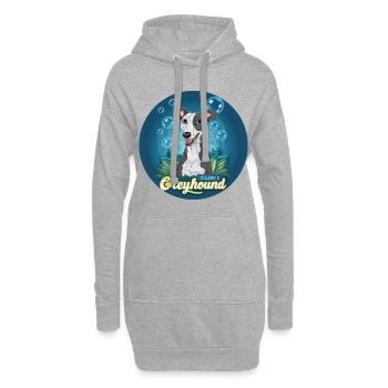 Cartoon Windhund mit Seifenblasen - Hoodie-Kleid - Grau meliert - Vorne