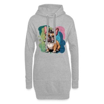 Bouledogue français jouant aux échecs - Sweat-shirt à capuche long Femme - gris chiné - Devant