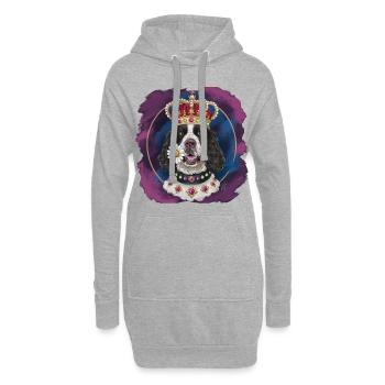 Cocker Spaniel avec fleurs et couronne - Sweat-shirt à capuche long Femme - gris chiné - Devant