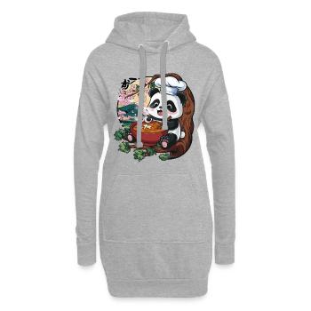 Süßer Kawaii Panda mit großer Sushi Variation - Hoodie-Kleid - Grau meliert - Vorne