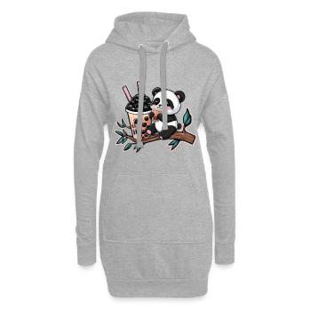 Kawaii Panda mit Bubble Tea - Hoodie-Kleid - Grau meliert - Vorne
