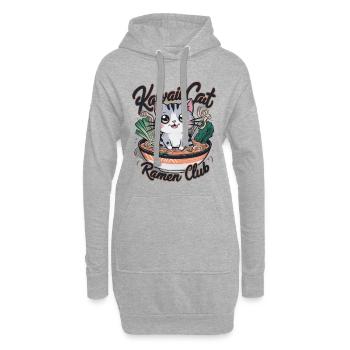 Kawaii Katze mit Ramen Schüssel - Hoodie-Kleid - Grau meliert - Vorne