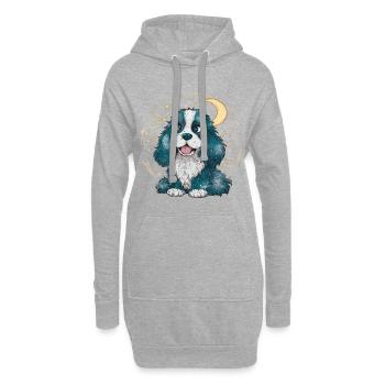 Cute Cocker Spaniel with Moon and Stars - Hoodie Dress - heather grey - Front