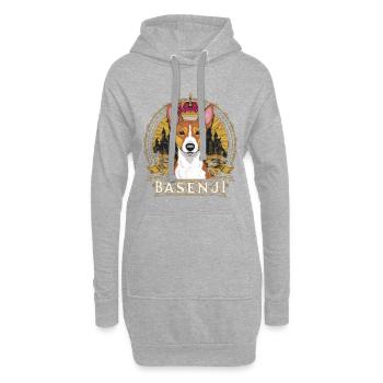 Dessin animé Basenji chien avec couronne et serrure - Sweat-shirt à capuche long Femme - gris chiné - Devant