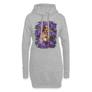Bande dessinée Setter irlandais avec des roses - Sweat-shirt à capuche long Femme - gris chiné - Devant