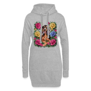 Bande dessinée Setter irlandais avec des roses - Sweat-shirt à capuche long Femme - gris chiné - Devant