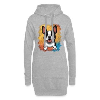 Mignon dessin animé Boston terrier avec des lunettes de soleil - Sweat-shirt à capuche long Femme - gris chiné - Devant