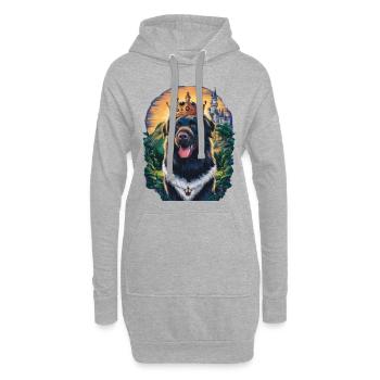 Grosser Münsterländer Hund mit Krone und Schloss - Hoodie-Kleid - Grau meliert - Vorne