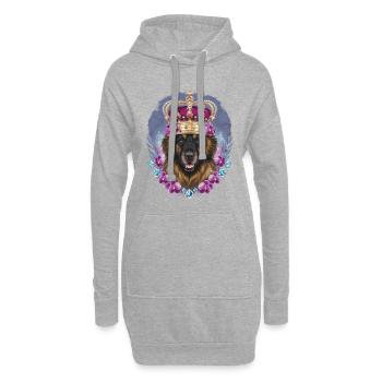 Chien Leonberger mignon avec couronne et orchidées - Sweat-shirt à capuche long Femme - gris chiné - Devant
