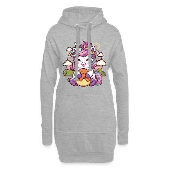 Kawaii Einhorn mit leckerem Essen - Hoodie-Kleid - Grau meliert - Vorne