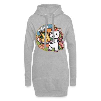 Licorne Kawaii avec Tempura de Crevettes - Sweat-shirt à capuche long Femme - gris chiné - Devant