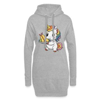 Licorne Kawaii avec Tempura de Crevettes - Sweat-shirt à capuche long Femme - gris chiné - Devant