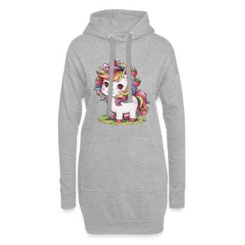 Licorne Kawaii aux fraises - Sweat-shirt à capuche long Femme - gris chiné - Devant