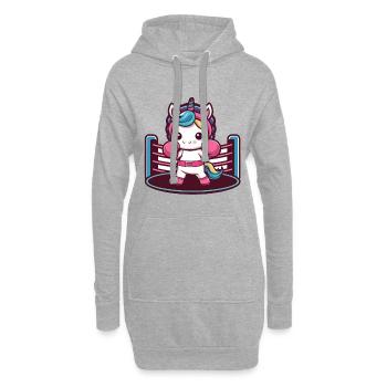 Boxer Einhorn mit Boxhandschuhen liebt Boxen - Hoodie-Kleid - Grau meliert - Vorne