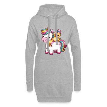 Licorne kawaii avec canard en caoutchouc mignon - Sweat-shirt à capuche long Femme - gris chiné - Devant