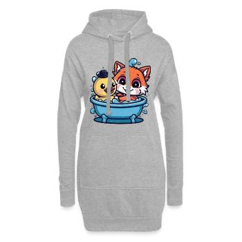 Kawaii Fuchs im Cartoon Stil mit Quietscheente - Hoodie-Kleid - Grau meliert - Vorne