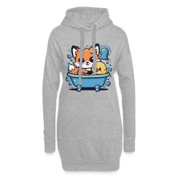 Kawaii Fuchs im Cartoon Stil mit Quietscheente - Hoodie-Kleid - Grau meliert - Vorne