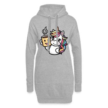 Licorne kawaii buvant du cacao - Sweat-shirt à capuche long Femme - gris chiné - Devant