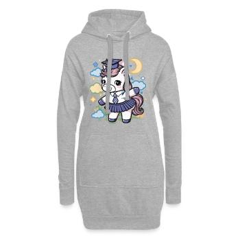 Licorne kawaii portant un uniforme scolaire - Sweat-shirt à capuche long Femme - gris chiné - Devant