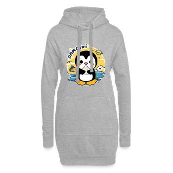 Kawaii Pinguin mit Onigiri Reisball - Hoodie-Kleid - Grau meliert - Vorne