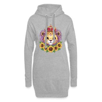 Dessin animé Kawaii lion avec couronne et tournesols - Sweat-shirt à capuche long Femme - gris chiné - Devant
