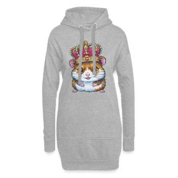 Kawaii Hamster im Cartoon Stil mit Krone - Hoodie-Kleid - Grau meliert - Vorne