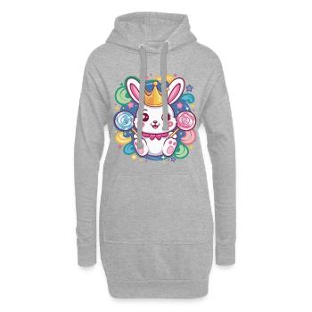 Lapin kawaii avec couronne et sucettes - Sweat-shirt à capuche long Femme - gris chiné - Devant