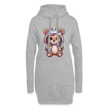 Teddybär Einhorn im Kawaii Look - Hoodie-Kleid - Grau meliert - Vorne