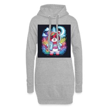 Licorne rouge Panda - Sweat-shirt à capuche long Femme - gris chiné - Devant