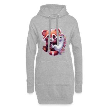 Mignon panda kawaii rouge au look de dessin animé - Sweat-shirt à capuche long Femme - gris chiné - Devant