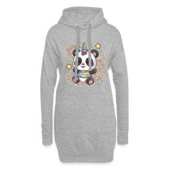 Niedliches Einhorn Panda - Hoodie-Kleid - Grau meliert - Vorne