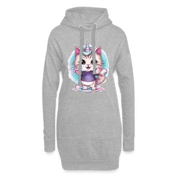 Une jolie licorne kawaii aime le thé vert - Sweat-shirt à capuche long Femme - gris chiné - Devant