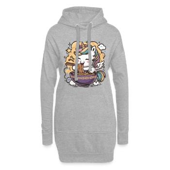 Mignon licorne kawaii avec soupe de nouilles - Sweat-shirt à capuche long Femme - gris chiné - Devant