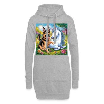 Cute German Shepherd with Unicorn - Hoodie Dress - heather grey - Front