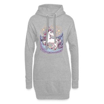 Licorne magique et imaginative avec des étoiles - Sweat-shirt à capuche long Femme - gris chiné - Devant