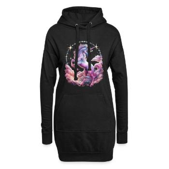 Magisches und fantasievolles Einhorn mit Sternen - Hoodie-Kleid - Schwarz - Vorne