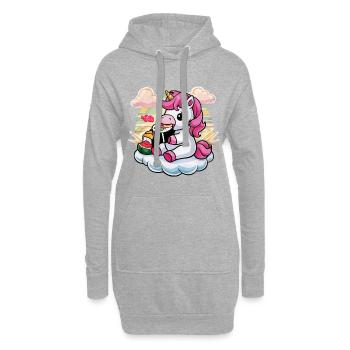 La licorne kawaii adore les sushis - Sweat-shirt à capuche long Femme - gris chiné - Devant