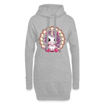 Kawaii Einhorn mit Eis - Hoodie-Kleid - Grau meliert - Vorne