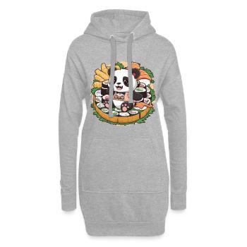 Süßer Kawaii Panda mit großer Sushi Variation - Hoodie-Kleid - Grau meliert - Vorne